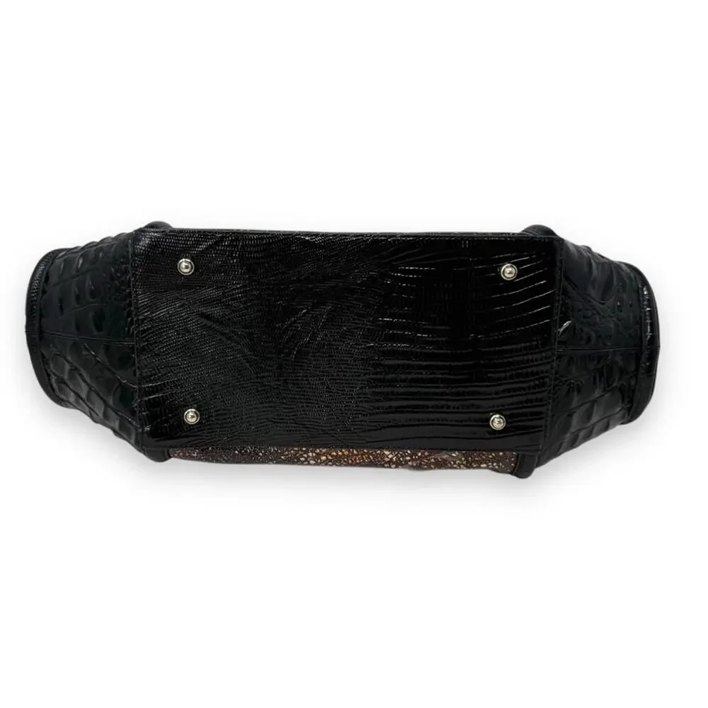 Brahmin Arden Satchel Multi Florin Handbag Croc-Embossed Color Block Leather